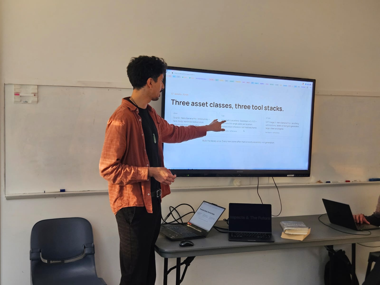Nicolas Lopez teaching the Gen AI for Filmmaking track at the Auckland AI Collective